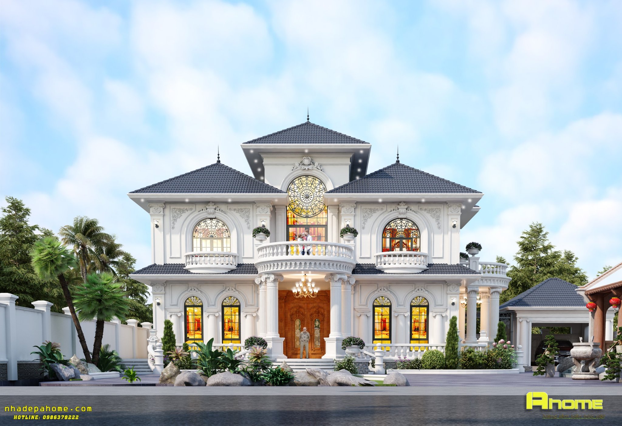 Mẫu thiết kế biệt thự tân cổ điển 2 tầng đẹp ấn tượng tại Khánh Hòa