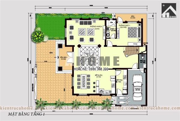 Mẫu thiết kế biệt thự nhà vườn 3 tầng AH20122(CĐT: Bà Hải- Vĩnh Phúc)