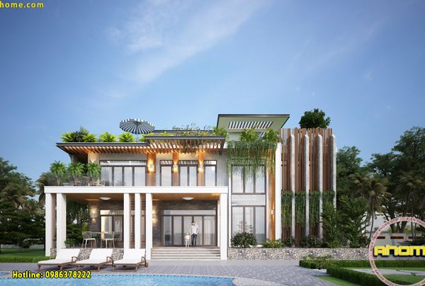 Thiết kế Villa nghỉ dưỡng 2 tầng tại Bắc Ninh AH21035(CĐT: Bà Phượng- Bắc Ninh)