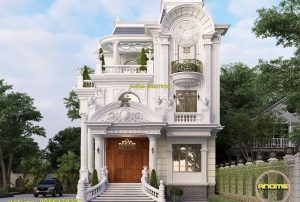 Biet thu 3 tang tan co dien sang trong ket hop voi mai Mansard biệt thự pháp