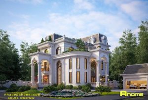 Biet thu 3 tang ket hop mai mansard