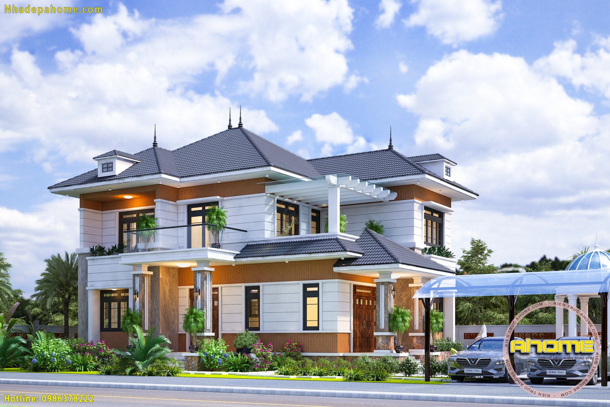 Mẫu biệt thự 2 tầng mái Nhật phổ biến AH22076 3 mau biet thu 2 tang mai nhat 3