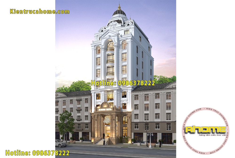 Mẫu khách sạn Mini Tân cổ điển đẹp 7 tầng AH20187 3 mau khach san tan co dien dep 2