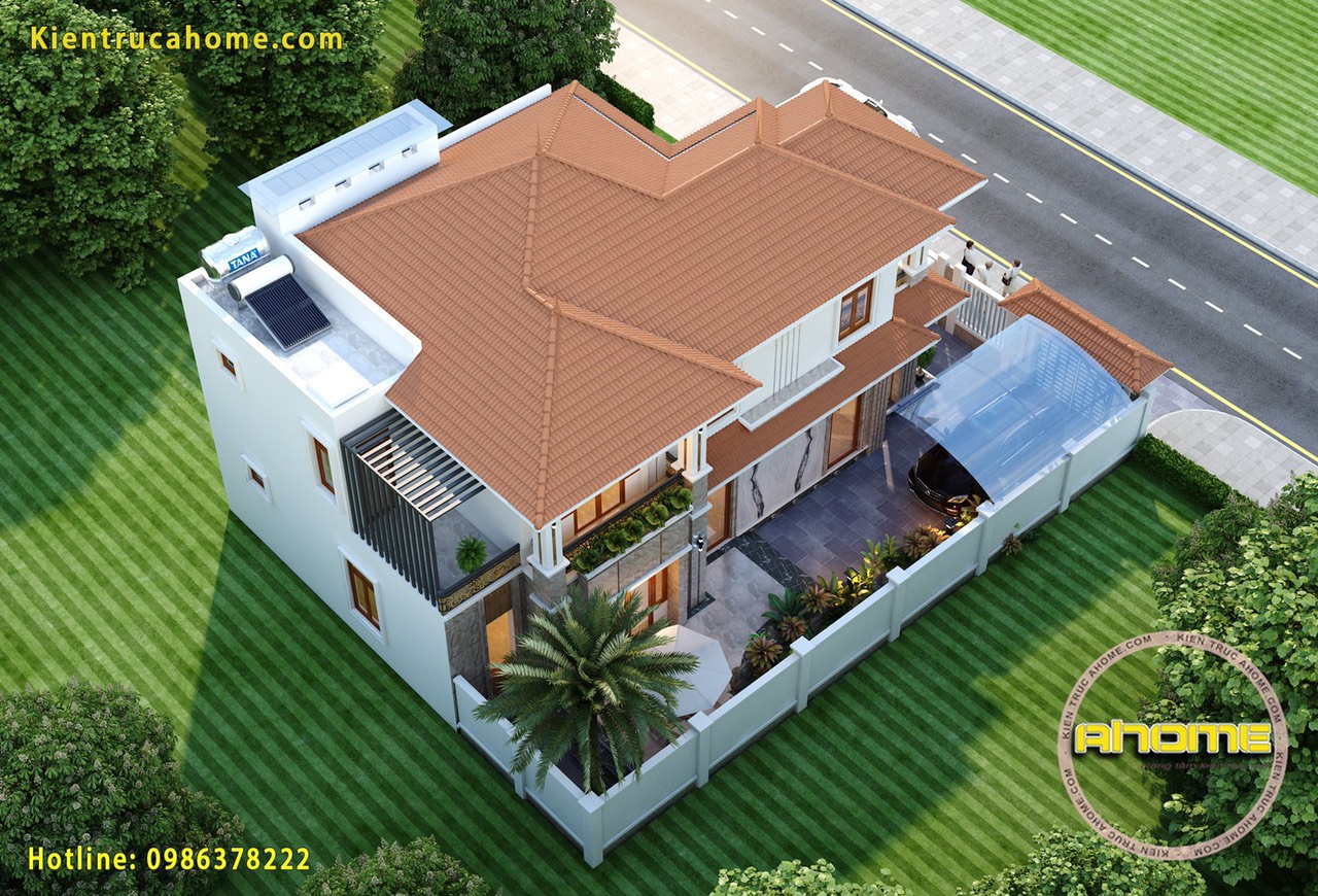 Mẫu biệt thự nhà vườn 2 tầng mái Nhật ngói đỏ AH21038 2 mau biet thu 2 tang hien dai mai thai ah21038 4
