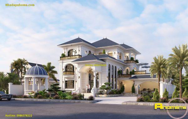 Biệt thự 2 tầng có garage ô tô tích hợp thiết kế hiện đại