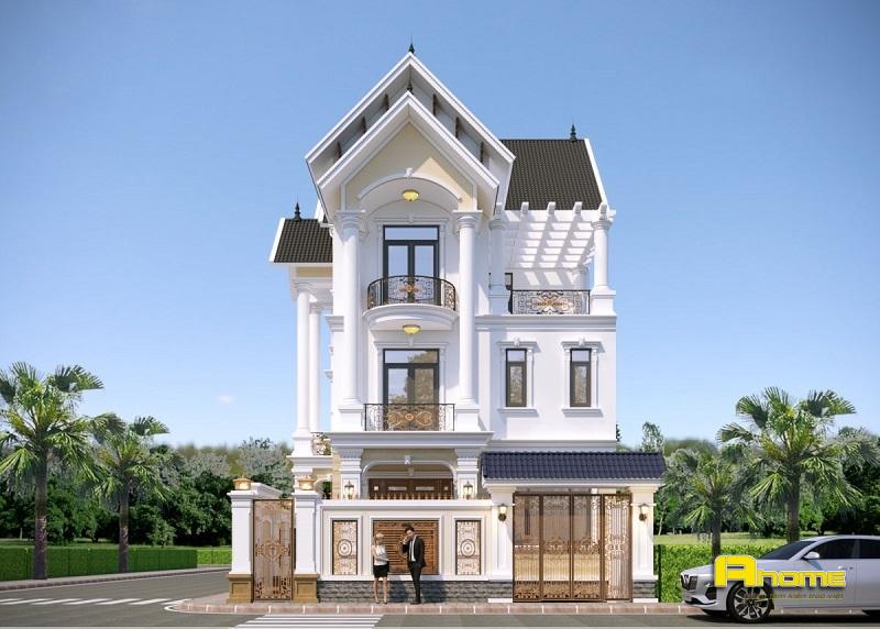 Nên Chọn Biệt Thự Mái Thái Hay Hiện Đại? So Sánh Chi Tiết Từ A-Z 4 Mẫu 1: Biệt thự mái thái 3 tầng tân cổ điển 12x20m