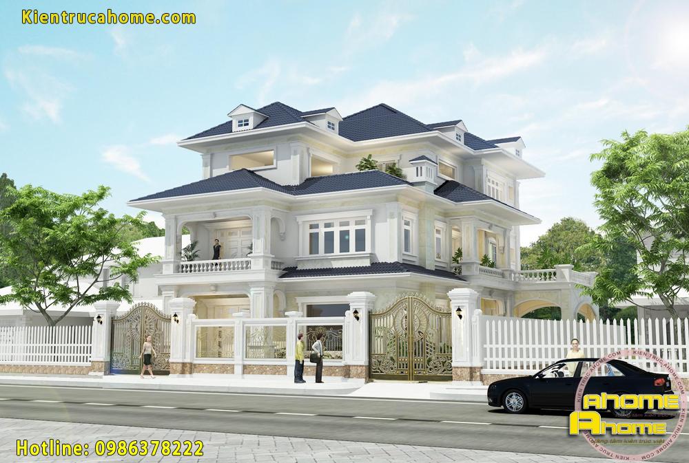 15 mẫu biệt thự tân cổ điển 3 tầng đẹp sang trọng 12 12. Biệt thự bán cổ điển – Giản lược, hiện đại hơn