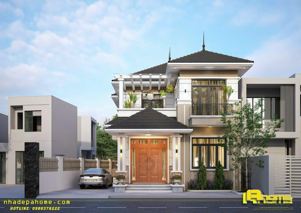 Mẫu nhà 2 tầng mái Nhật 8m mặt tiền-3