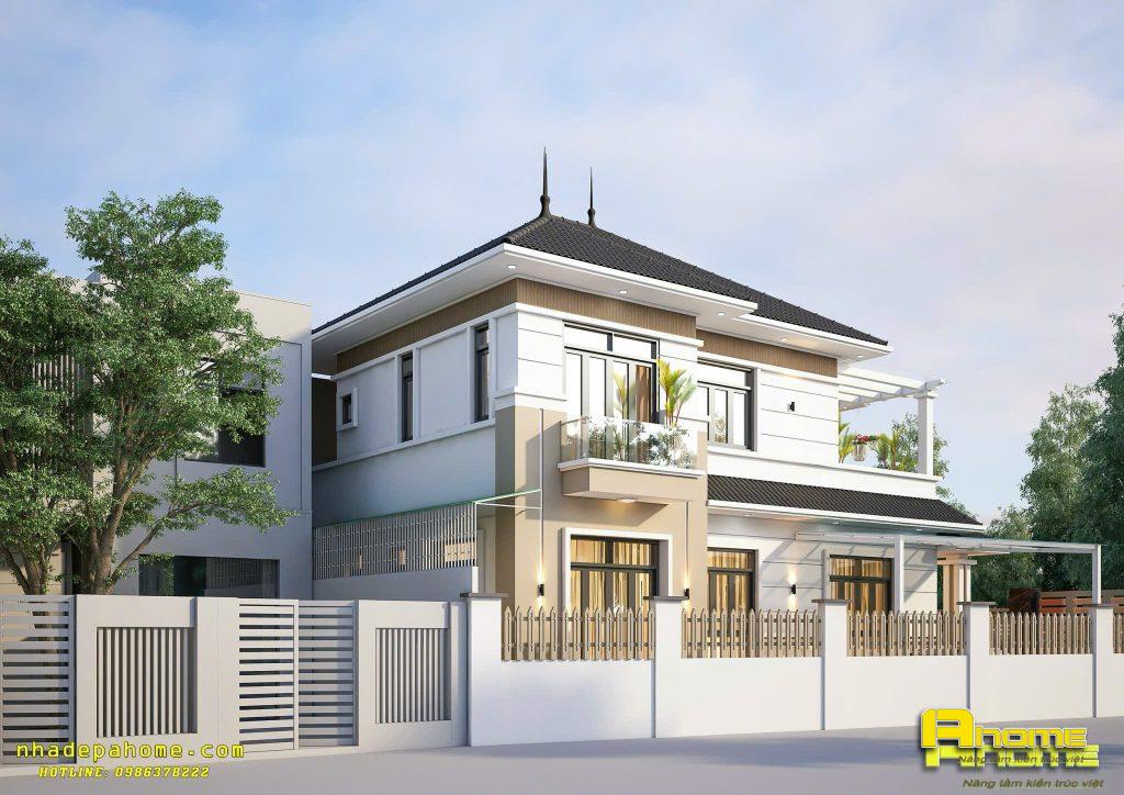 Mẫu nhà 2 tầng mái Nhật 8m mặt tiền-5