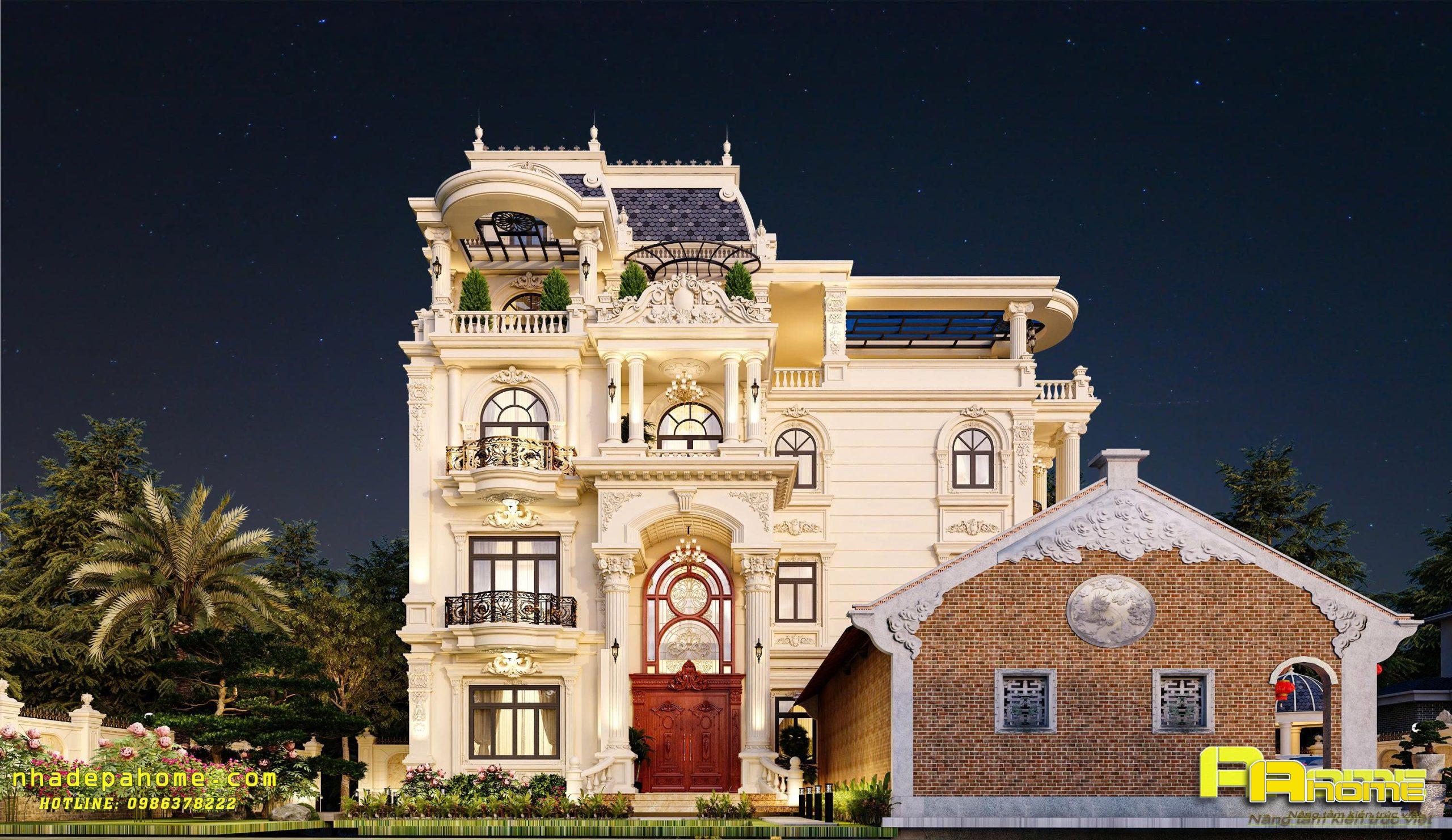 Thiết kế biệt thự cổ điển 4 tầng sang trọng-3