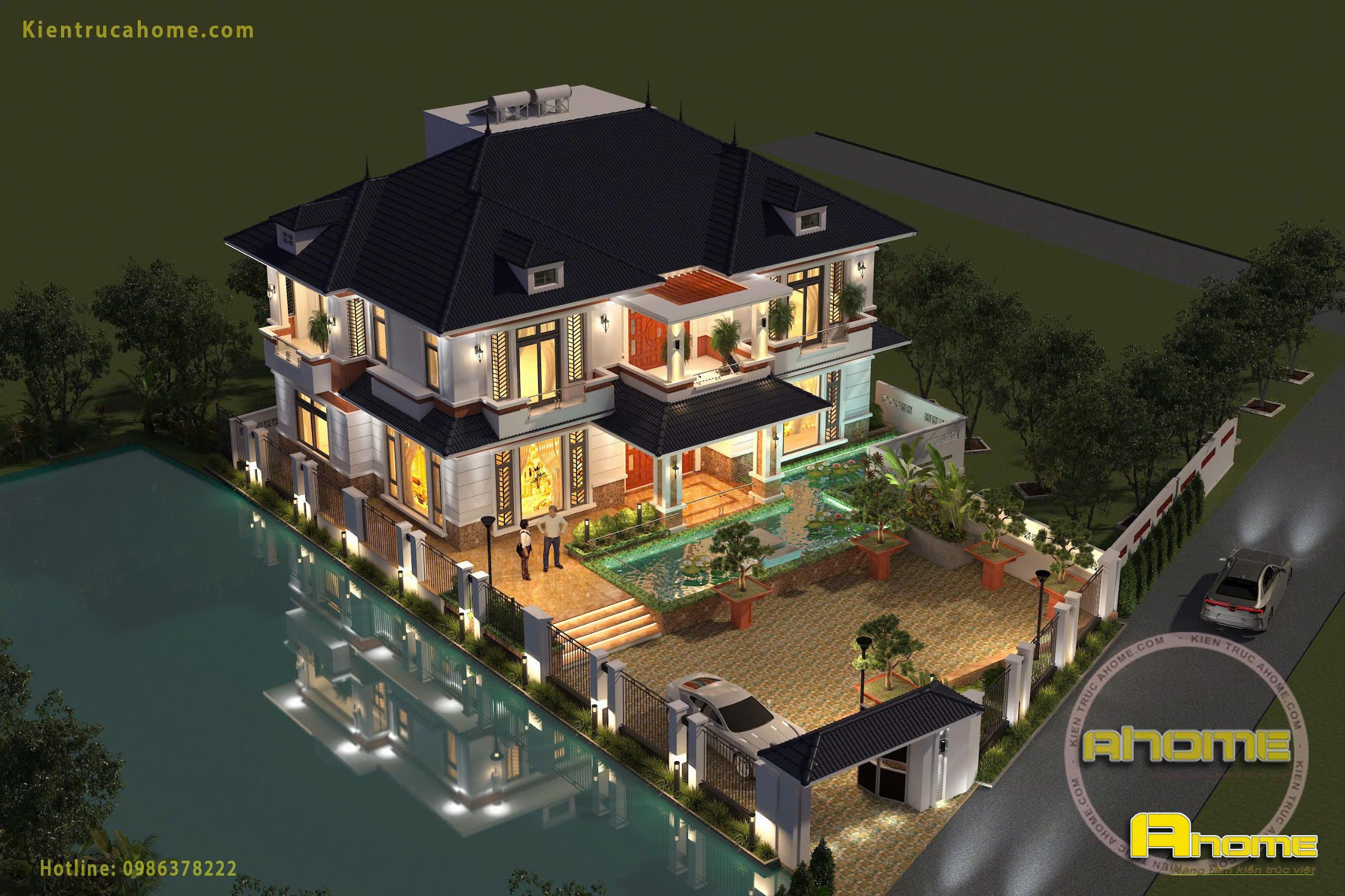 Mẫu biệt thự nhà vườn 2 tầng hiện đại mái nhật-2