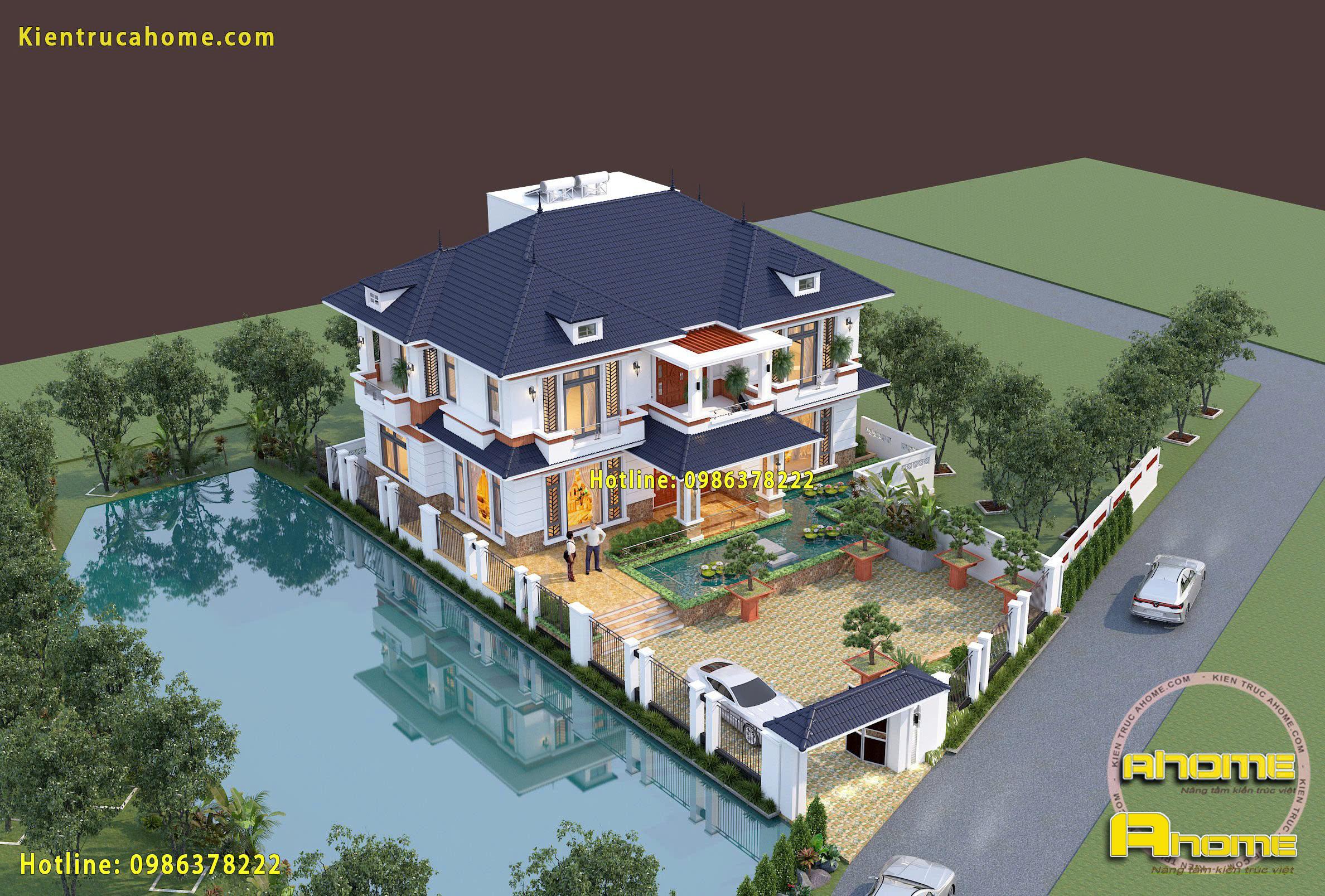 Mẫu biệt thự nhà vườn 2 tầng hiện đại mái nhật-3