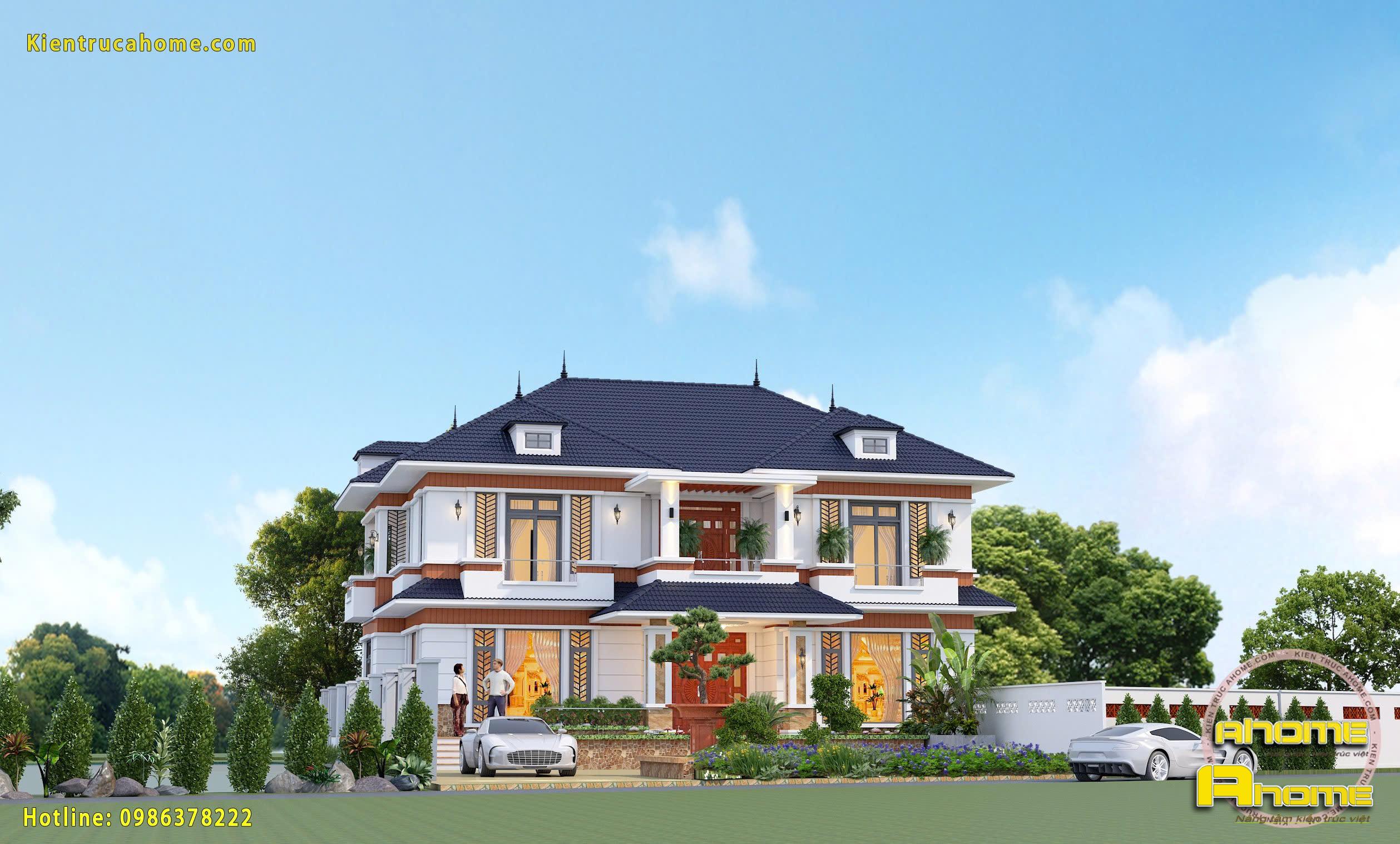 Mẫu biệt thự nhà vườn 2 tầng hiện đại mái nhật-5