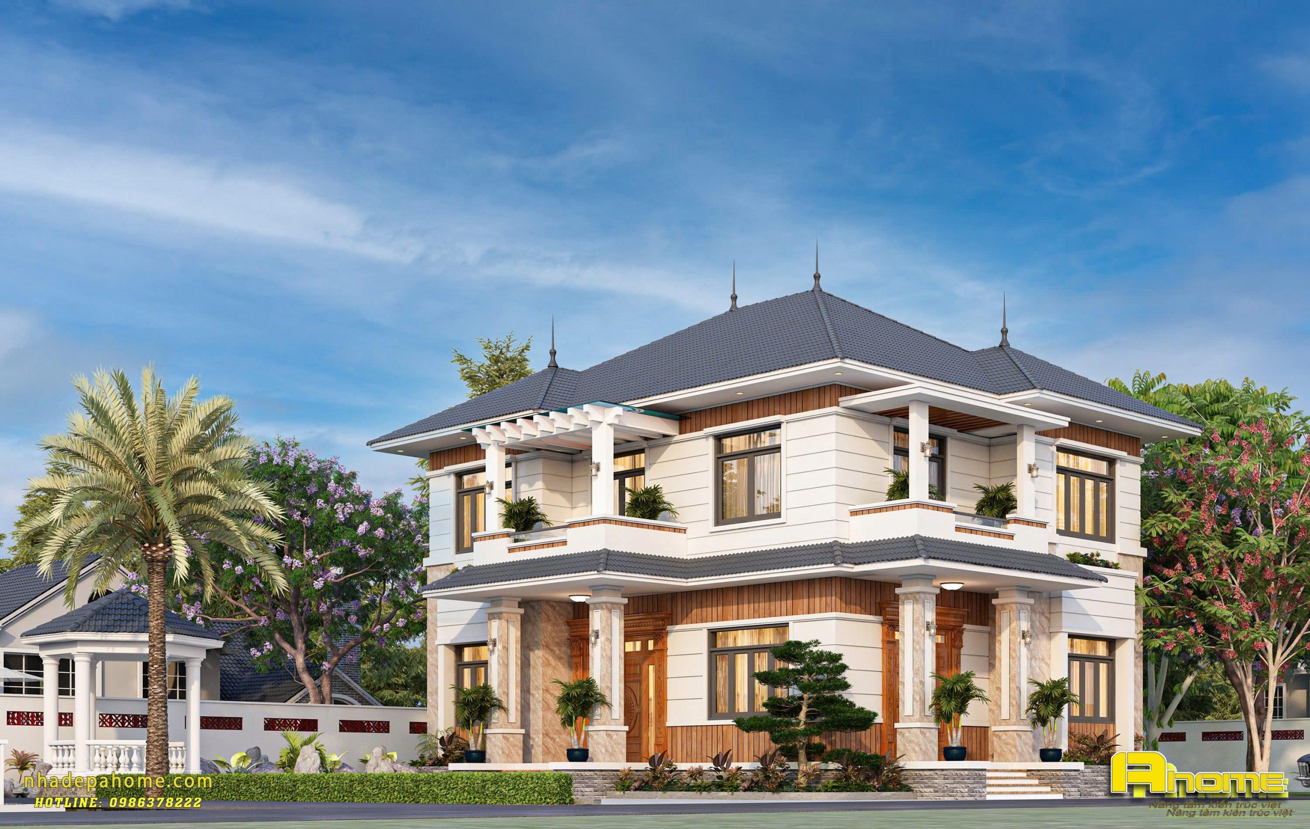 Mẫu nhà vườn 2 tầng hiện đại mái Nhật AH26053 3 Mẫu nhà vườn 2 tầng hiện đại mái nhật