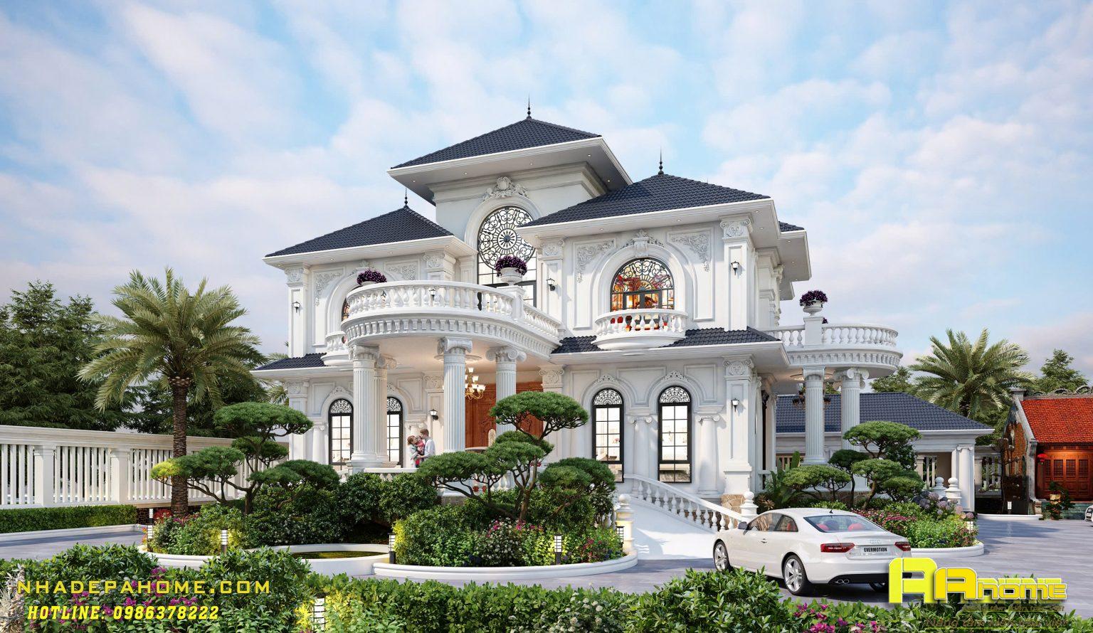 Báo giá thiết kế biệt thự 2 tầng Tân cổ điển- Kiến trúc AHome Mẫu biệt thự 2 tầng phong cách Tân Cổ Điển đẹp sang trọng, tiện nghi.